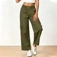 thumbnail image 4 of Bxsruta Women's Cargo Pants Wide Leg Relaxed Fit Cropped Trousers Casual Summer Everyday Wear, 4 of 5
