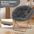 thumbnail image 6 of Monibloom Round Faux Fur Saucer Chair for Adults, Oversized Comfy Chair for Bedroom, Living Room, Dorm, Apartment, with Padded Folding Metal Frame, Gray (Set of 2), 6 of 10