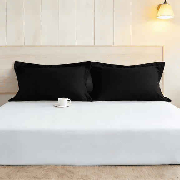 Lorviah 2 Pack Standard Pillow Shams 20"x26", Ultra Soft Microfiber, Envelope Closure, Black