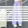 thumbnail image 3 of CPNG Girls Cargo Pants Solid Color Elastic High Waist Straight Wide Leg Baggy Cargo Sweatpants Lightweight Streetwear Casual Cargo Trousers, 3 of 7