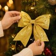 thumbnail image 5 of SPOORYYO Glitter Christmas Bow Ornaments Sparkly Sequin Fabric Bows Decorative Holiday Bows for Christmas Tree Wreath Gift Wrapping Party Home Decor, 2Pcs Yellow, 5 of 7
