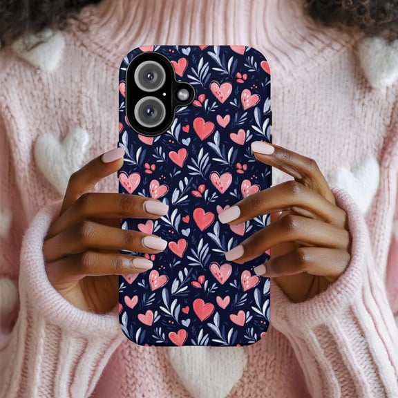 Valentines Hearts Floral Themed Romantic Phone Case 17 16 15 14 13 12 11 Pro Max