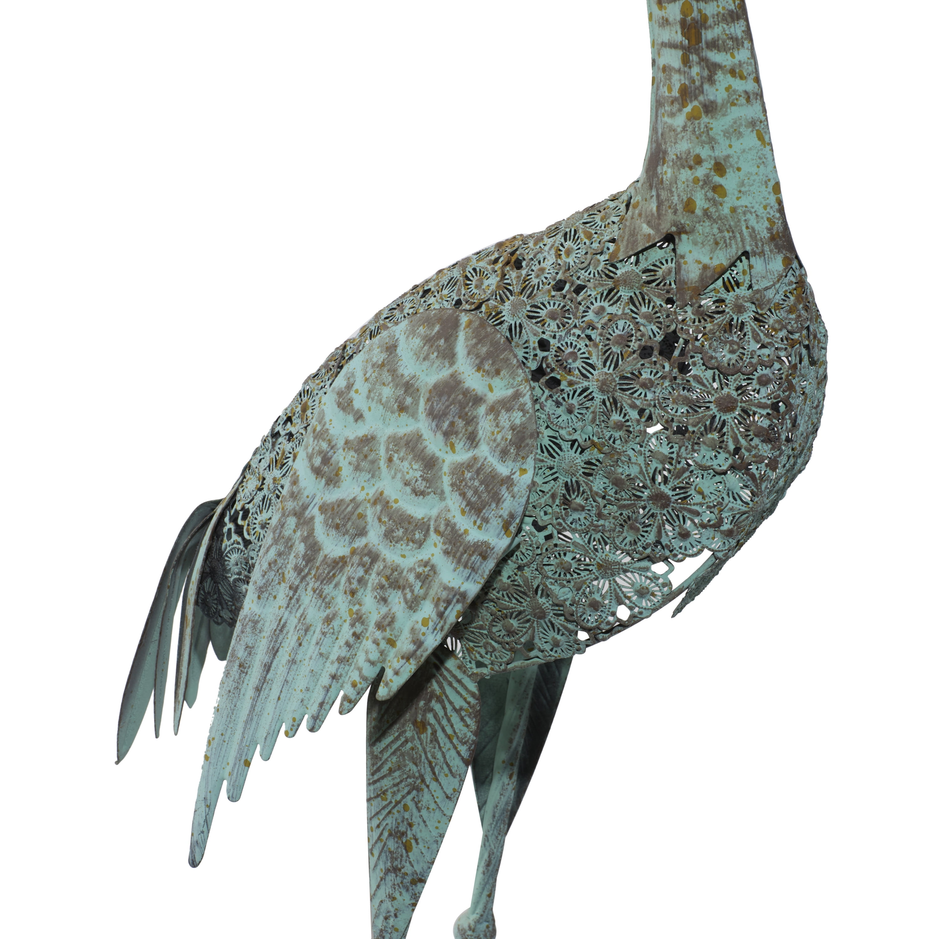 DecMode 40" Indoor Outdoor Standing Crane Garden Sculpture with Coiled U Shaped Feet (2 Pack)