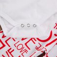 thumbnail image 4 of Babies Three-piece Clothes Set, White Long Sleeve Valentine Day Romper + Letters Printed Pattern Pants + Cap/ Headdress, 4 of 6