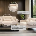 thumbnail image 2 of Cozy Teddy Fabric Sofa Set – Three Pieces with Armrests, Metal Legs, and Large Cushions (Beige), 2 of 5