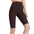 thumbnail image 3 of Asxite Women Solid High Waisted Leggings Yoga Shorts Knee Length Active Bottoms for Workout and Daily Brown M, 3 of 5