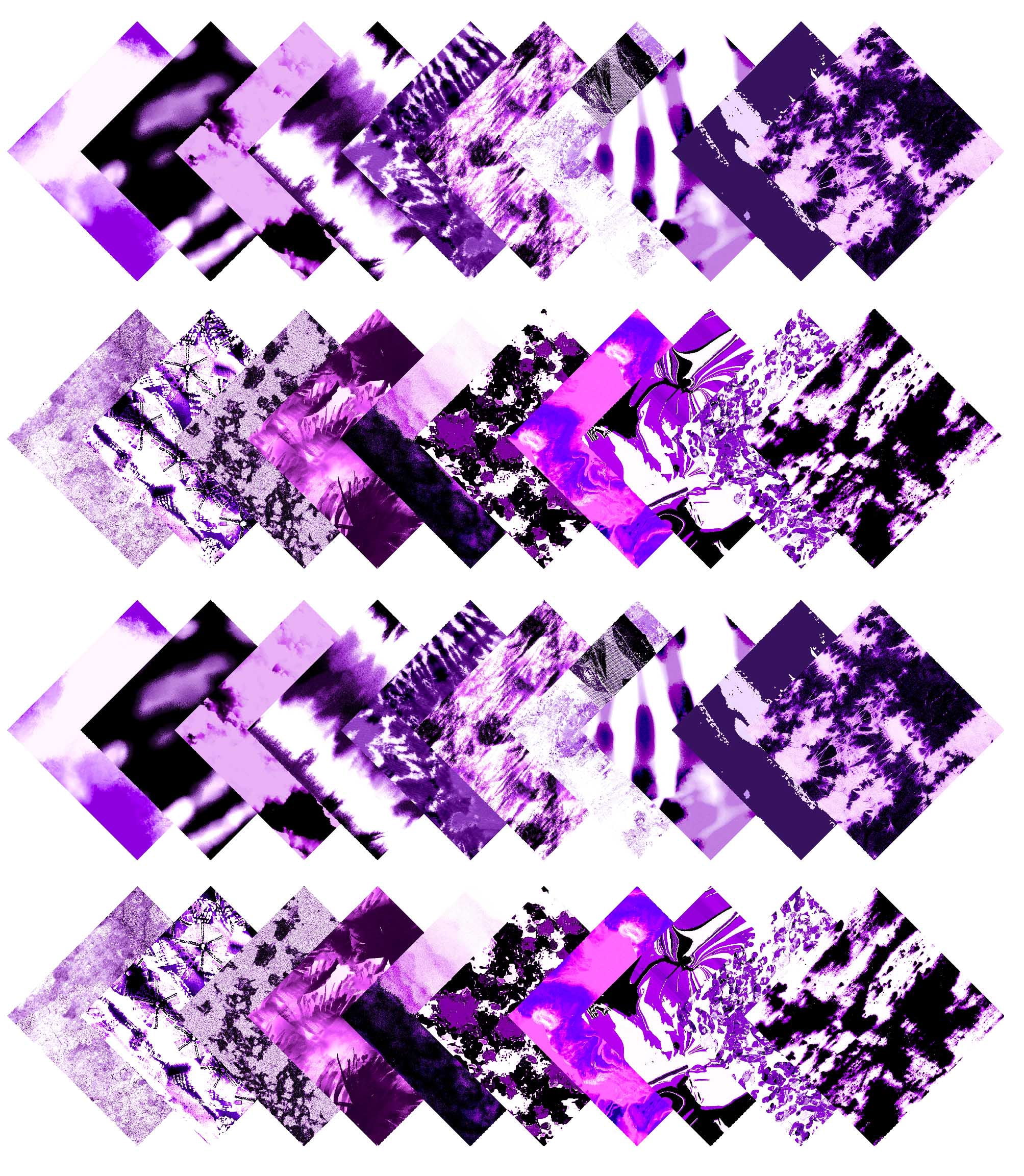 Soimoi 40Pcs Tie Dye Print Precut Fabrics Strips Roll Up 1.5x42inches Cotton Jelly Rolls For Quilting - Purple
