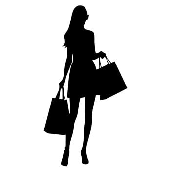 SP13052 Woman Girl Lady Shopping Spree Bags Silhouette Cardboard Cutout Standee Standup