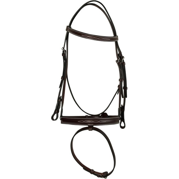 Huntley Equestrian Sedgwick Fancy Stitched Bridle with Reins, Fixed Flash Attached to Noseband (Full)