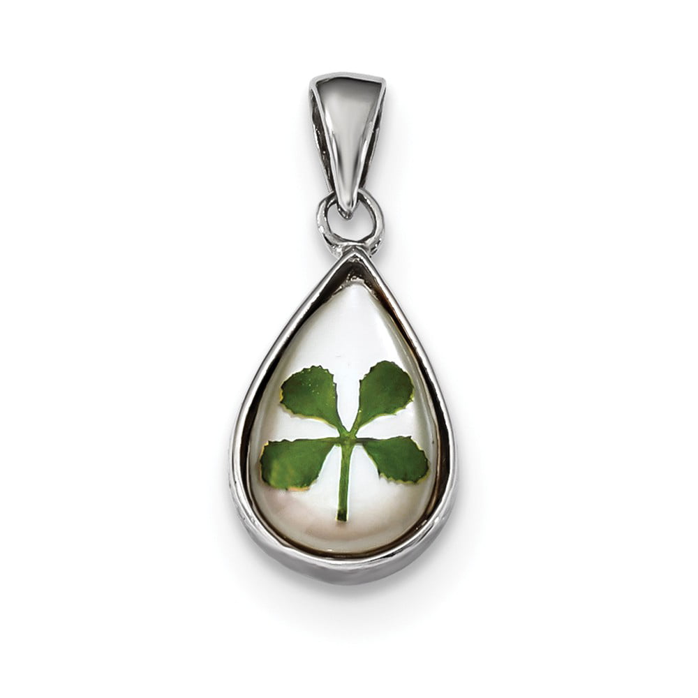 1.3 Fine Sterling Silver Beaded Open Four Leaf Clover Pendant Large
