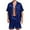 Dark Blue, variant on Men Satin Silk Pajamas Sets Short Sleeve Sleepwear Button-Down PJs Sets Two-Pieces Loungewear with Pockets