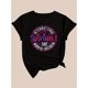 thumbnail image 3 of Women's Day Round Frame Colorful Letter Print Black Women's Casual Fashion Top Round Neck Short Sleeve T-Shirt, 3 of 7