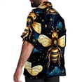 thumbnail image 3 of Starry Bees in the Sky Men's Short Sleeve Hawaiian Print Button Down Beach Shirt, 3 of 6