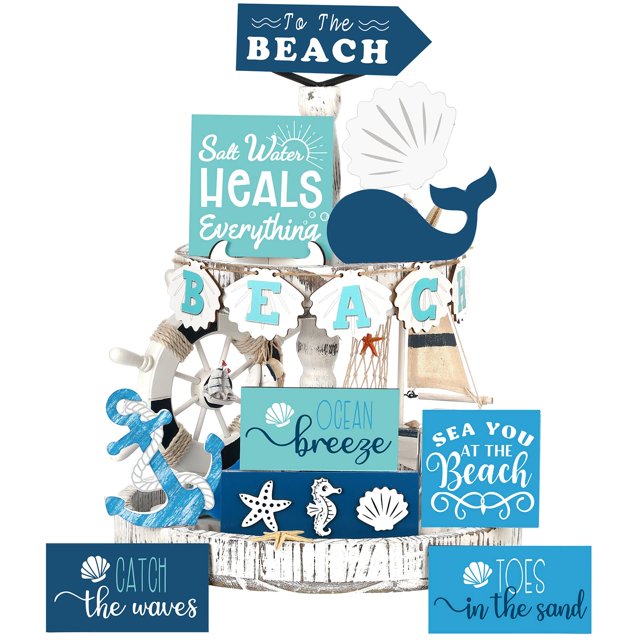 Set decorativo Chitidr de 15 bandejas escalonadas para verano y playa