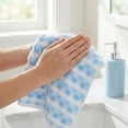 thumbnail image 4 of Unique Bargains Checkered Plaid Cotton Soft Absorbent Hand Towel Blue 29" x 13", 4 of 6