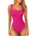thumbnail image 2 of BLTIBY Bodysuit for Women Tummy Control Solid Color Shapewear Seamless Backless Workout Bodycon One Piece Thong Jumpsuits Hot Pink S, 2 of 3