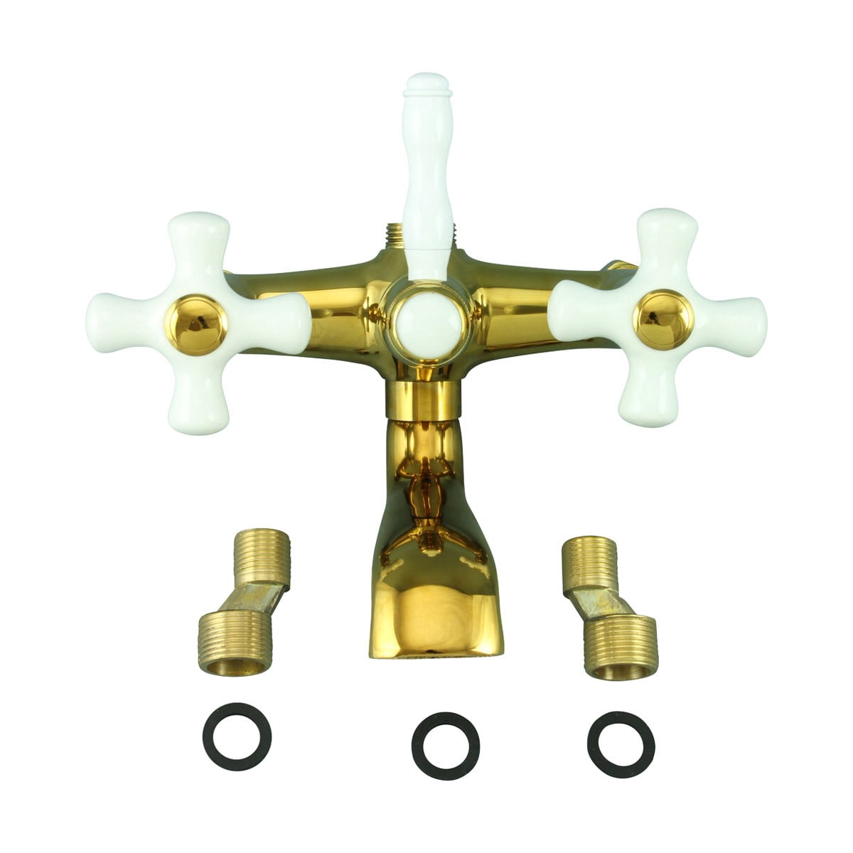 Part PVD Brass Cross Handle Porcelain Tub Faucet Bathroom Tap bathtub| Renovators Supply