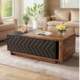 thumbnail image 4 of Fnova Table Basse Moderne Extensible avec 2 Tiroirs, Table Basse en Bois Extensible de 42 Pouces-65 Pouces pour Salon, Brun et Noir, 4 of 12
