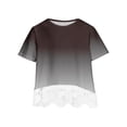 thumbnail image 2 of SDNall Shirts for Girls Crewneck Layered Floral Print Short Sleeve Cute Blouse Lace Tee Top Toddler Girls Activewear Tops Age:7-8 Years, 2 of 9