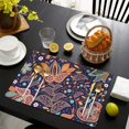 thumbnail image 3 of Set of 6 Paisley Placemats, Flax Linen Table Mats Featuring Colorful Bohemian Floral and Mandala Patterns, Heat Resistant and Wrinkle Free, 3 of 5