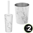 thumbnail image 2 of mDesign Steel/Plastic Toilet Bowl Brush 1.7 Gal Trash Can Set of 2 White Marble, 2 of 7
