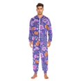 thumbnail image 3 of FORMRS Onesies Pajama for Adults Unisex Hoodie Winter Jumpsuit One Piece Sleepwear, Sizes S-2XL, Purple Wildflowers Pattern, 3 of 7