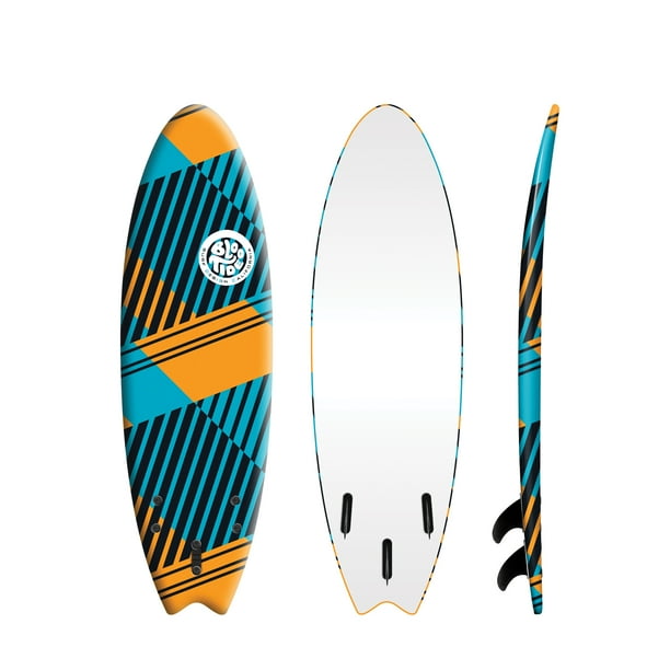 Bloo Tide 6ft Swallow Tail Surfboard foam Linez OrangeBlue graphic