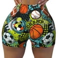 thumbnail image 2 of Logiee Balls Print Women's Biker Shorts,Workout Gym Shorts,Scrunch Shorts,Tummy Control Hidden Scrunch Running Yoga Shorts-Large, 2 of 8