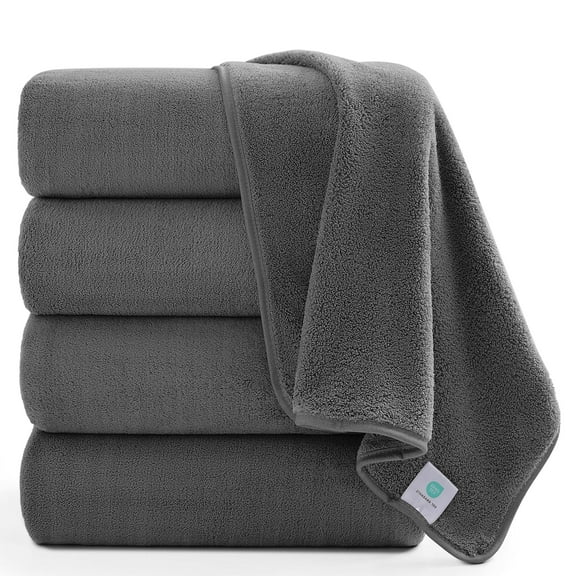 Jessy Home 4 Pack Oversized Bath Sheet Towels 700 GSM Ultra Soft Dark Gray Bath Towel Set
