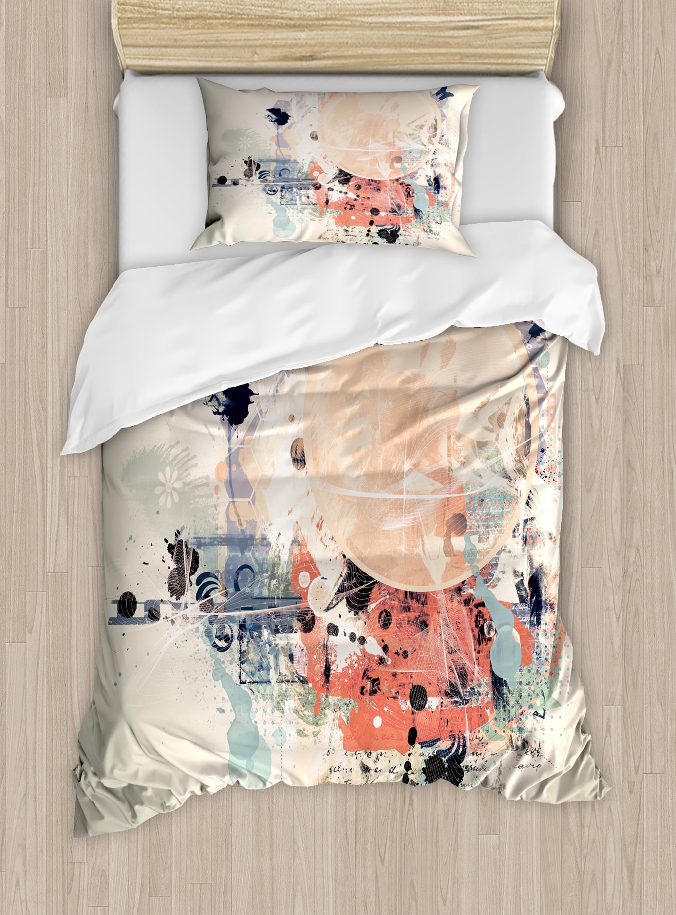 Abstract Multicolor Twin Duvet Cover Set with Pillow Sham