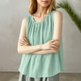 thumbnail image 6 of Women's Plain Sleeveless Tank Top Summer Oversized Crew Neck Basic Tee Tank Flowy Casual Boho Beach Vacation Tops Green, 6 of 7