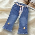 thumbnail image 6 of HAOTAGS Flare-Leg Jeans Girls,Comfort Stylish High Waisted Summer Casual Denim Pants Blue 4-5 T, 6 of 6