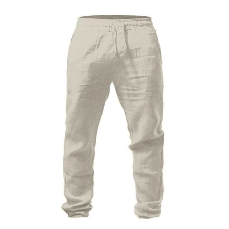 Men's Elastic Pants Solid Stretch Waist Pants Color Breathable