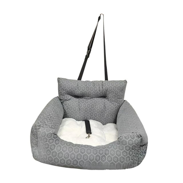 Asiento elevador para perros Asiento para perros para automóvil con protector de bolsillo de almacenamiento Cama portadora portátil Perrera Mascotas Gris