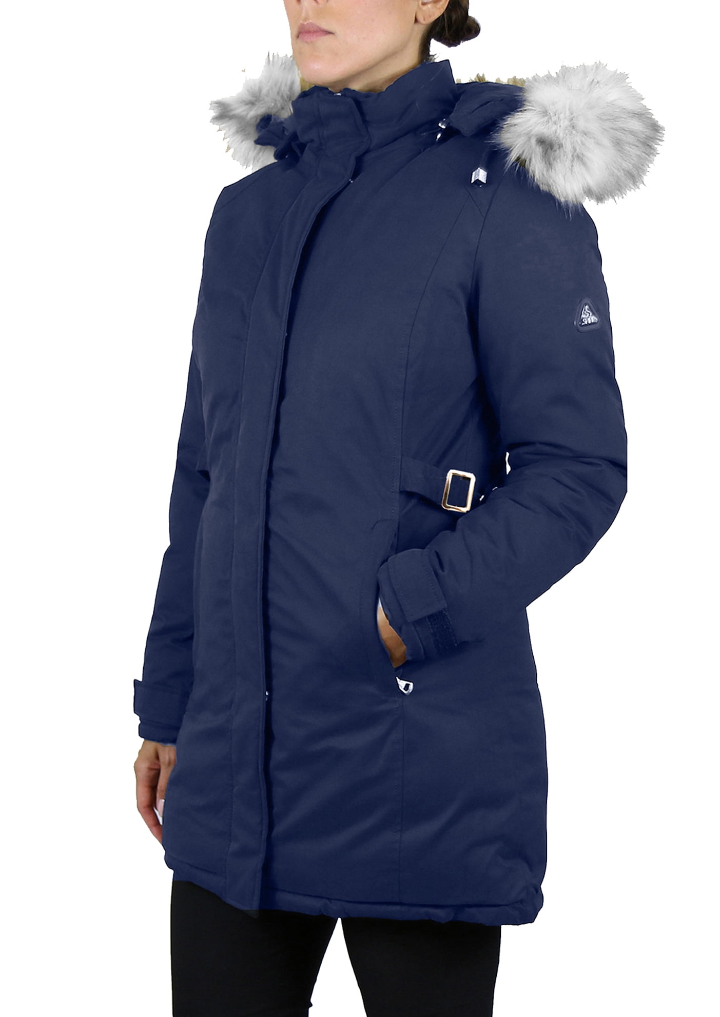 Women's Heavyweight Winter Parka Jacket With Detachable Fur Trim Hood