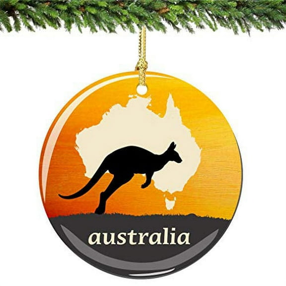 City-Souvenirs Australia Christmas Ornament Porcelain 2.75 Inch Double Sided Australian Christmas Ornament