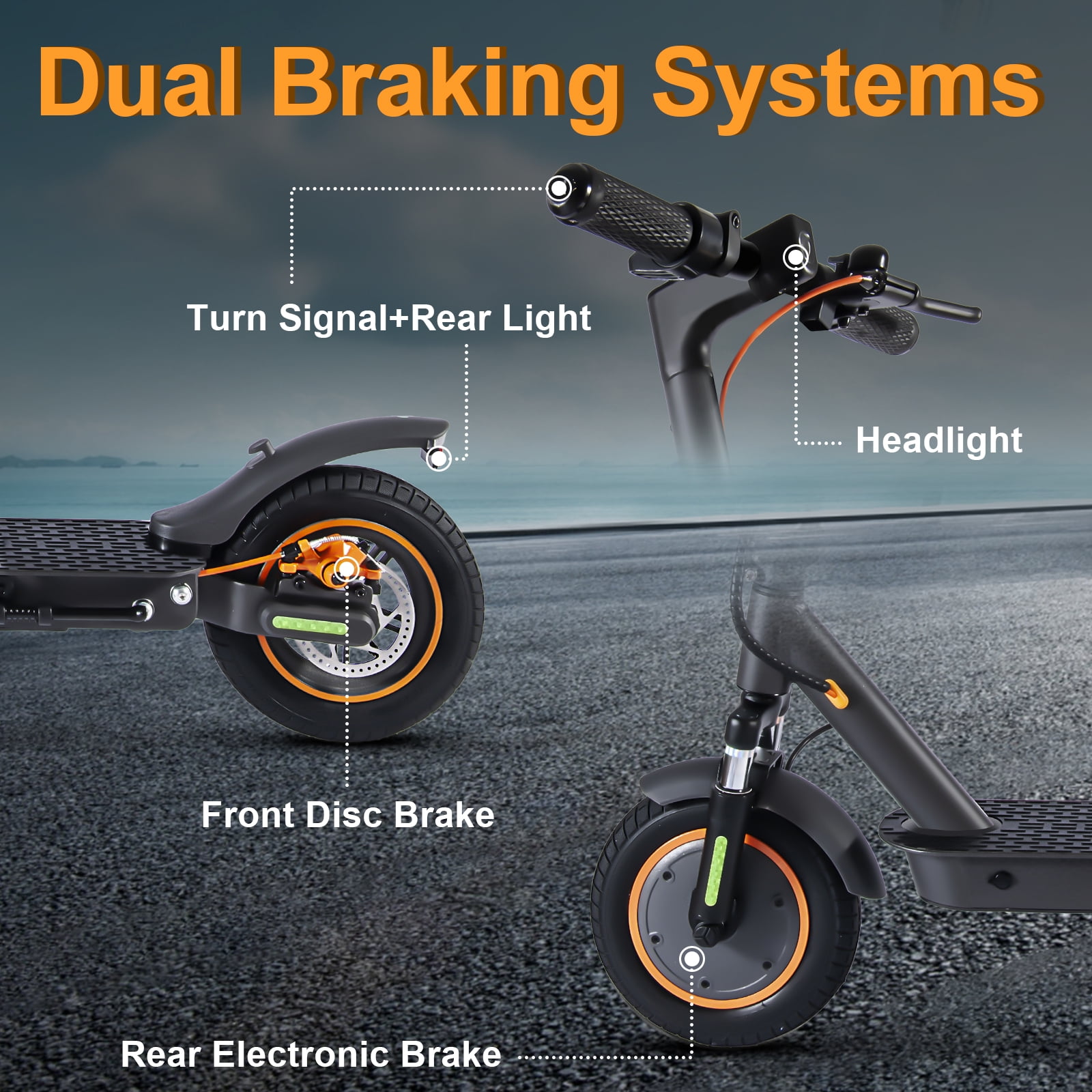HONEYWHALE M2MAX-B Electric Scooter for Adults with Seat, Max 25 mile Range and 20 Mph Speed, 10" Pneumatic Tires, 500W Foldable E-scooter