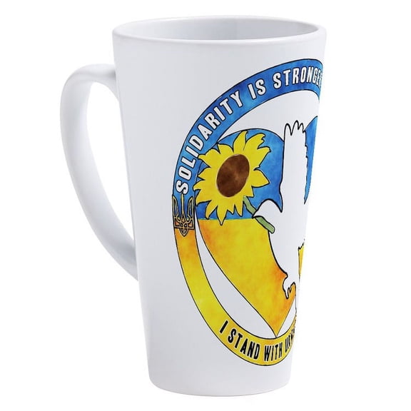 CafePress - I Stand With Ukraine - 17 Oz White Ceramic Latte Mug