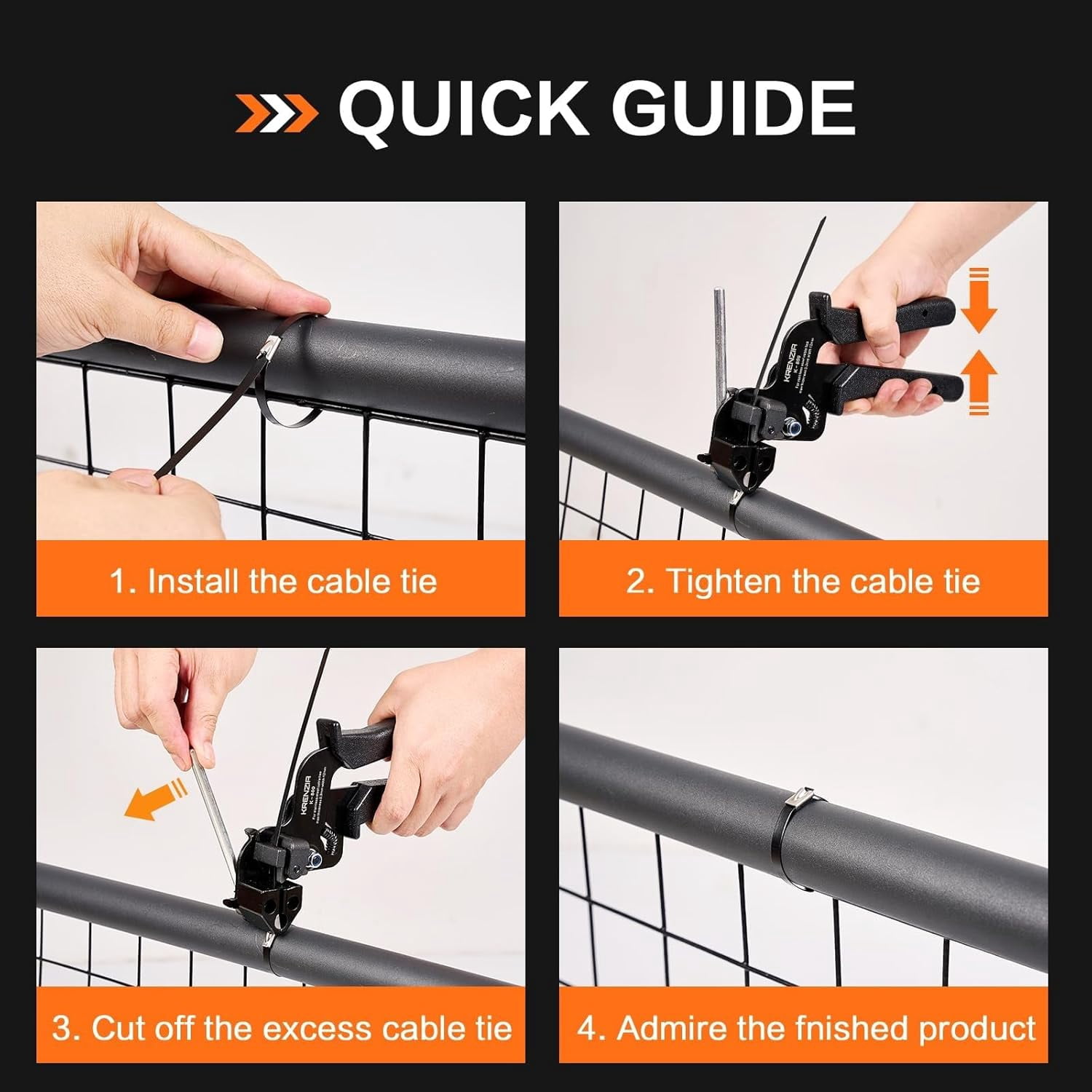 Stainless Steel Cable Tie Gun Kit, 2026 Upgrade Stainless Steel Cable Tie Gun with Metal Zip Ties, Heavy Duty 304 Metal Zip Ties Complete Tool Set, with Self-Locking (Powder Coat Black 156sets)