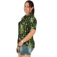 thumbnail image 4 of LA LEELA Women's Casual Beach Short Sleeve Blouse Shirt Blouses Button Down Dress Tops Tee Hawaiian Shirts for Women S Cockatoo, Green, 4 of 5