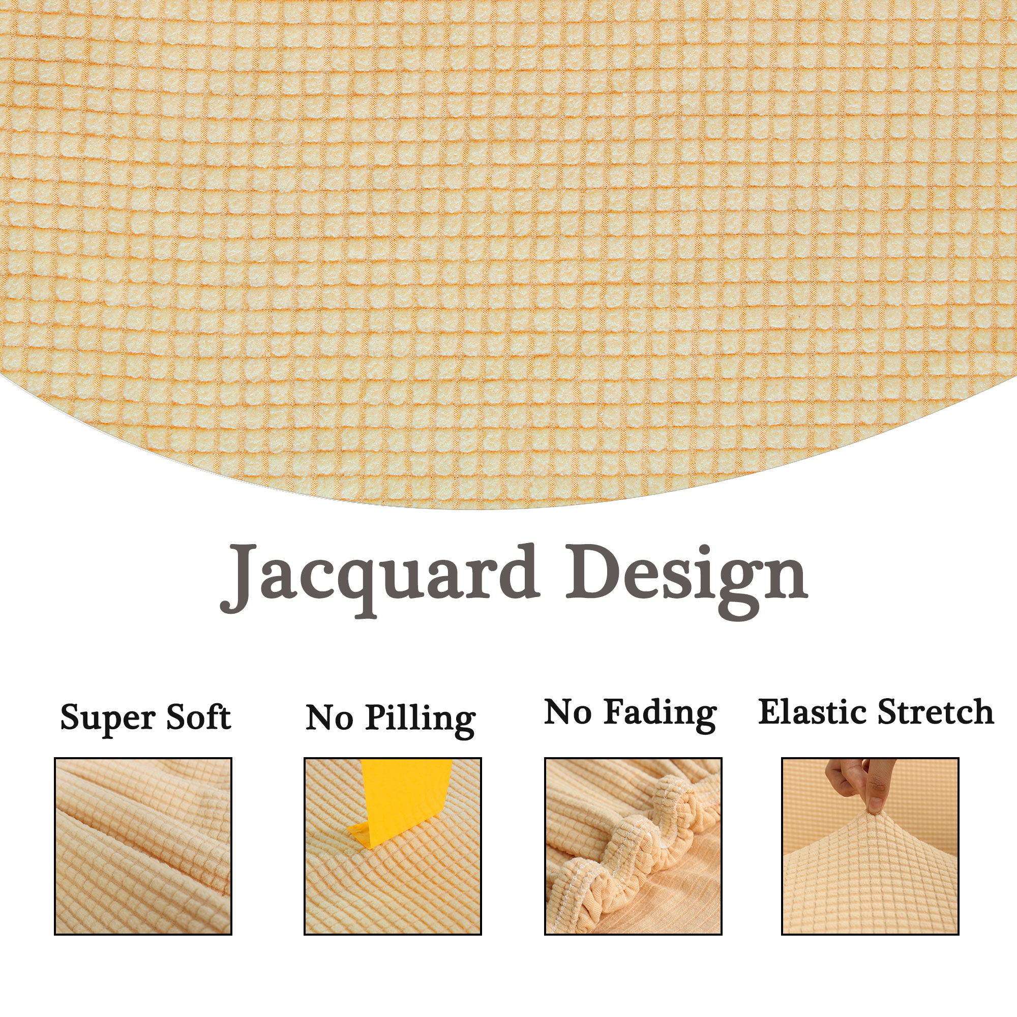 Unique Bargains 1-Piece Jacquard Solid Stretch XL Sofa Slipcover, Yellow