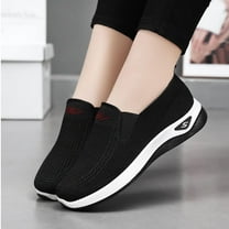 CQONEPT Walking Tennis Shoes for Womens Knit Slip on Breathable Mesh Sneakers Comfortable Sneaker Elastic Sock Slip On Lightweight Non-Slip Fall Shoes Size 7.5 Black