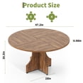 thumbnail image 3 of Table de Salle à Manger Moderne Style Ferme – Table Ronde en Bois de 47 Pouces pour 4-6, Tablette de Rangement, Pieds Ajustables, MDF Résistant aux Traces, Assemblage Facile, Cuisine Ou Salle à Manger – Bois de Noyer, 3 of 7