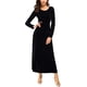 thumbnail image 4 of Vestido largo elástico de terciopelo fruncido de manga larga elegante para mujer Xemadio WRMH-233-11, 4 of 5