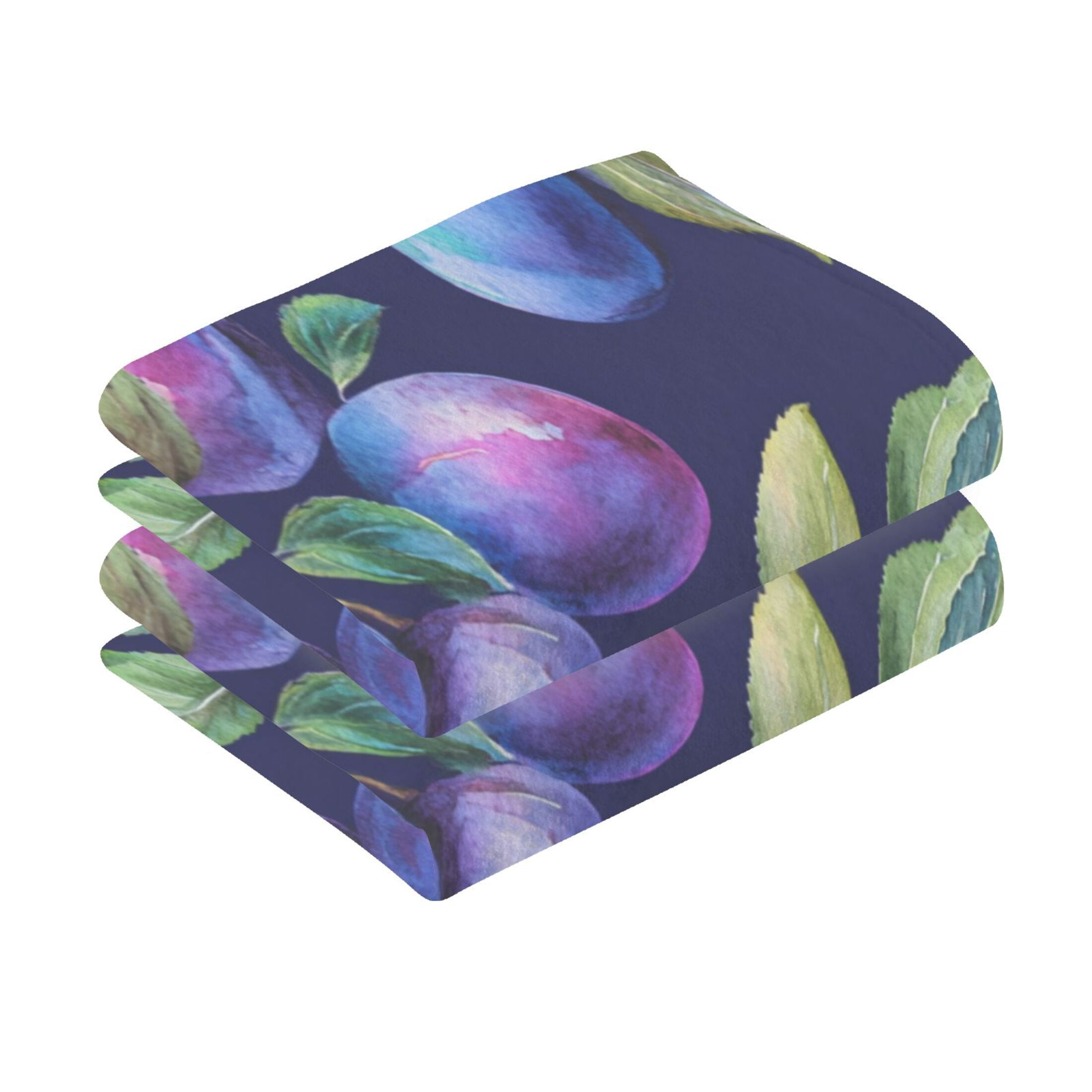 2 Pieces of Cotton Towel Face Towel Set Hand Towel Bath Towel Cotton Bath Towel Sets Watercolor Seamless Plums
