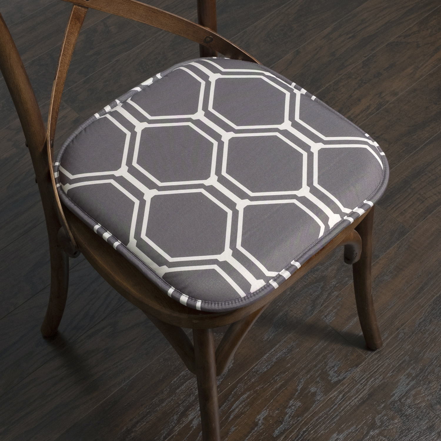 Mirage Hexagonal Print Memory Foam Chair Pads 12 Pack Gray/White