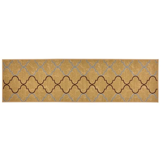 Trellis Design Printed Slip Resistant, Throw Rugs With Latex Backing