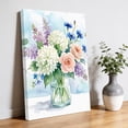 thumbnail image 2 of Canvas Wall Art Hydrangea Flowers Lavender Rose Canvas Art Print Bouquet Farmhouse Pictures Wall Decor for Living Room Bedroom Artwork Decorations Stretched Framed Ready to Hang 20"x24", 2 of 9