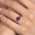 thumbnail image 4 of Gem Stone King 18K Rose Gold Plated Silver Red Created Ruby and Blue Diamond Engagement Ring for Women | 2.54 Cttw | Oval 9X7MM | Gemstone July Birthstone | Size 9, 4 of 6