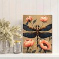 thumbnail image 2 of Qisvanset 12x16 Inch Dragonfly Peony Canvas Wall Art, Metallic Floral Nature Inspired Botanical Home Decor, 2 of 8